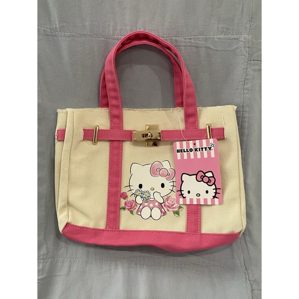 NEW Sanrio - Hello Kitty - Cute Pink Small Tote Bag Purse w/ Flowers